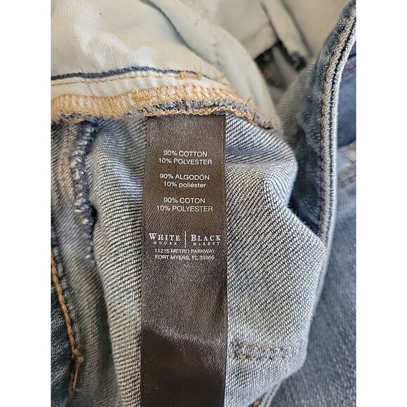 White House Black Market womens Girlfriend jeans size 0 blue stretchy distressed - Picture 7 of 15